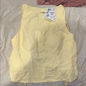 Hollister Pale Yellow Linen Blend Sleeveless Camisole